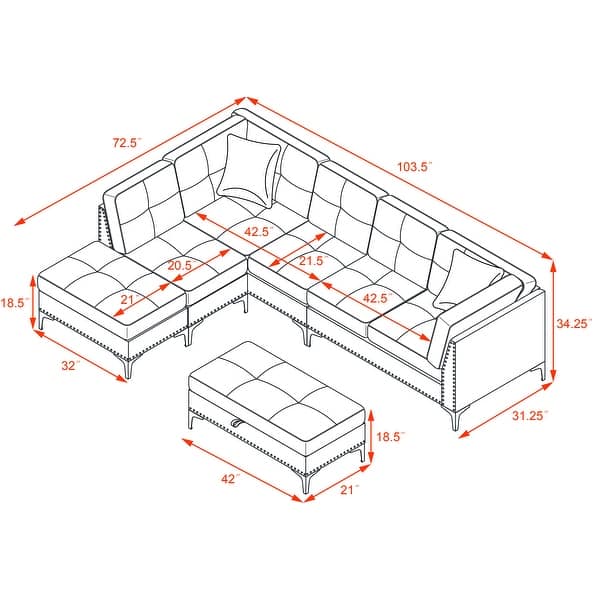 Lucio 103" Wide Sectional Sofa with Nailhead Trim Bed Bath & Beyond